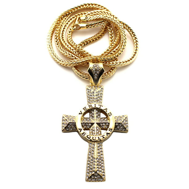 Truth & Justice Necklace New Iced Out Veritas Aequitas 36" Franco Style Chain 